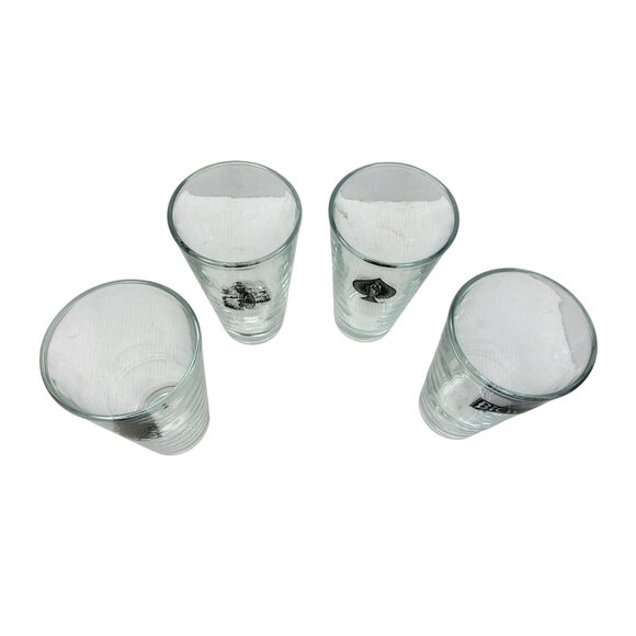 Vintage set of 4 Bicycle Cards Poker Night Beer Glasses - Picture 4 of 10